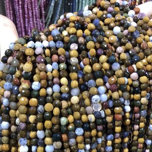 Natural Stone Beads Oblate Ocean Jaspers 38cm Faceted for Jewelry Making Necklace Bracelet Earrings Size 6mm
