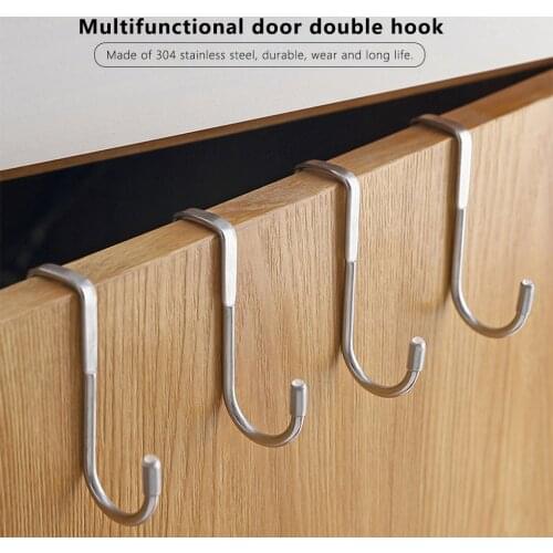 Stainless Steel Free Punching Door Back Hook S Shape Kitchen Bathroom Towel Storage Hanger Without Trace Hook