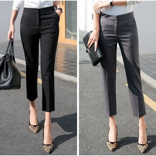 2021 Women New Spring Summer Autumn Fashion Thin Suit Pants Office Work Wear High Waist Straight Pencil Korean Style Trousers