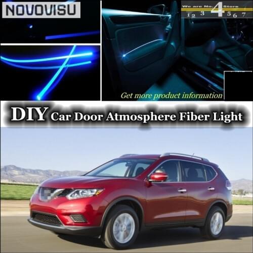 NOVOVISU For Nissan Rogue interior Ambient Light Tuning Atmosphere Fiber Optic Band Lights Inside Door Panel illumination