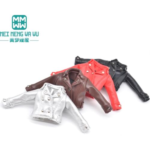 1pcs Blyth Doll Clothes Fashion leather jackets black, red, silver, brown for Blyth Azone OB23 OB24 1/6 doll accessories