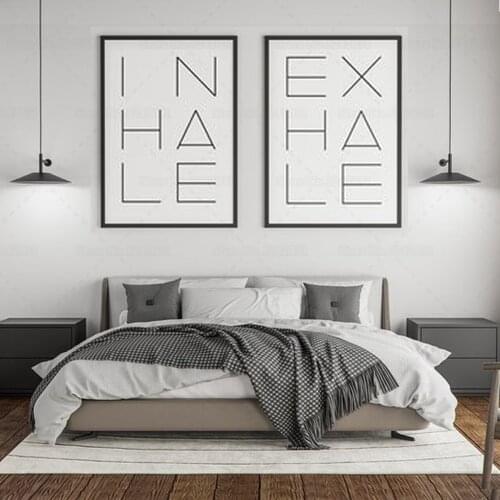 Inhale Exhale Printable Canvas Painting Calming Breath Poster for Yoga Lovers Gift Wall Art Decoration