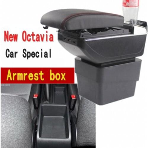 Armrest For Skoda Octavia Mk3 A7 2014-2018 Dual Layer Central Store Content box with ashtray Cup holder USB Charging Car modific