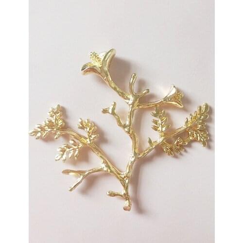 10 PCS 47*50mm Fashion Metal Alloy KC Gold Branch Connectors Charm For Jewelry Making