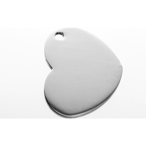 Steel/gold color heart 1 loop tag blank charm pendant both sides mirror polished stainless steel high quality wholesale 50pcs