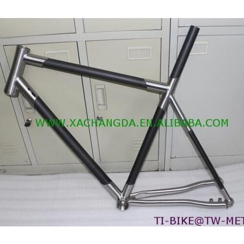 Carbon titanium mixed bike frame with thru through dropouts, Custom titanium carbon bike frame road, cheap titanium carbon frame
