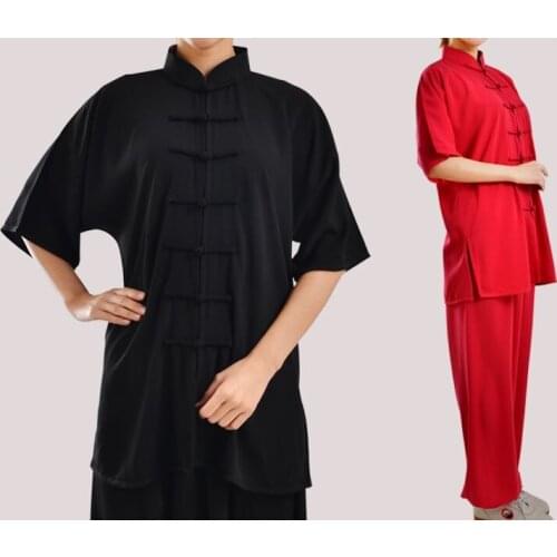 Unisex summer short sleeve tai chi suits taijiquan clothing martial arts kung fu outfit wushu uniforms black/blue