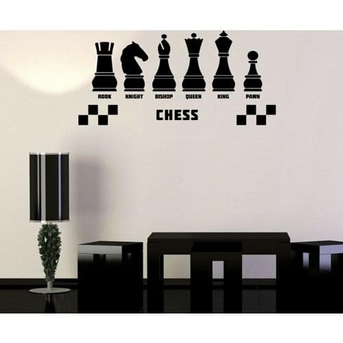Vinyl Wall Decal Chess Club Intellectual Game Interior Decor Window Wall Stickers Logo Art Bedroom Creative Mural Removable M971