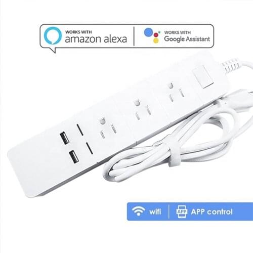 Wifi Smart Power Strip AC Outlets Plug with USB Charging Port Timing App Voice Control Work with Alexa Google Home Assistant