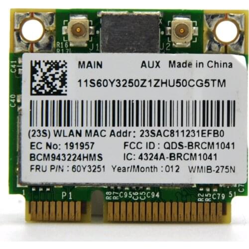 WTXUP for Broadcom BCM943224HMS Dual Band 300Mbps Mini PCI-E WiFi Adapter Wireless Card for ThinkPad Edge E520/X201/T510/X201