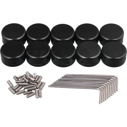 Yibuy 10 x Black Guitar Effects Accessories Stomp Switch Pedal Box Foot Caps