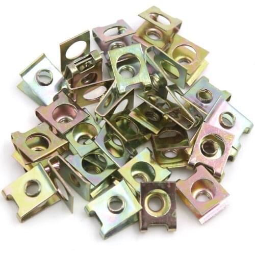 20Pcs 30Pcs Copper Tone Metal Auto Car Door Pannel Spire Screw U-Type Clips Rivets Fit Hole 5mm 6mm