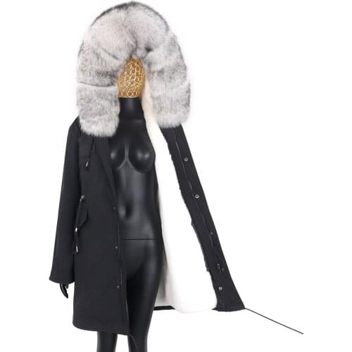 2021 new Natural Real Fox Fur Parka Winter Jacket Women Thick Loose Fashion Big Fur Hood Long Coat Female Removable