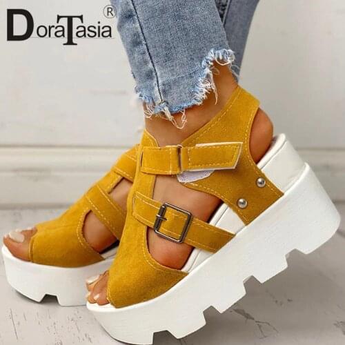 DORATASIA 2021 New womens Fashion Platform Summer Sandals Wedge High Heels Casual Shoes Woman Leisure Gladiator Sandals Female