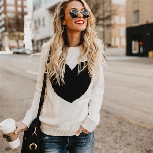 Women sweaters 2021 new fashion knitwear street trend heart pattern sweater women spring autumn warm tops women coat pullovers