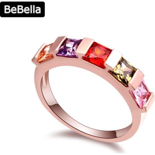 4 Colors Trendy Women Geometric Imitation Diamonds Ring For Party Made With AAA Grade Cubic Zirconia For Wedding Jewelry