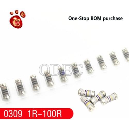 100pcs Cylindrical winding resistor 0309 1W 1R 1.5R 2.2R 3R 3.3R 4.7R 5.1R 6.8R 7.5R 10R 15R 20R 22R 30R 33R 47R 51R 68R 100R