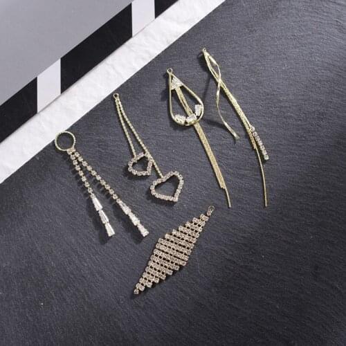 2020 Summer style 30pcs/lot rhinestone decoration hearts/water drop tassel shape copper charms diy jewelry earring accessory
