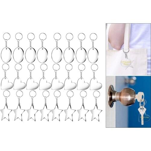24 Sets Acrylic Transparent Blanks Keychain Tassels Set Including 24Pcs Acrylic Disc, 24Pcs Key Rings and 24Pcs Colorful Tassels