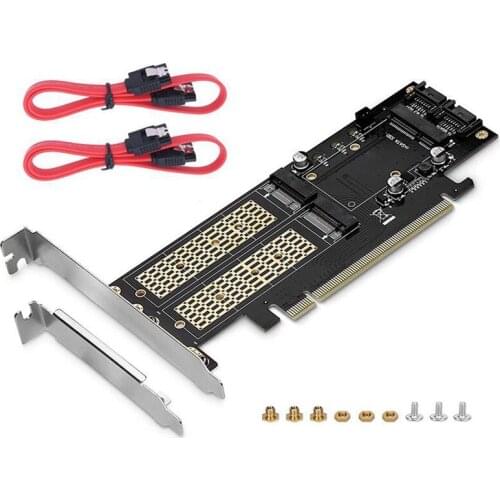 3 in 1 NGFF and MSATA SSD Adapter Card, M.2 NVME to PCIE/ M.2 SATA SSD to SATA III/ MSATA to SATA Converter Express Card