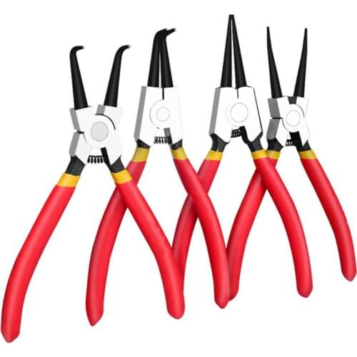 4 Pcs 7in Circlip Pliers Internal External Spring Bent Straight Snap Ring Crimp