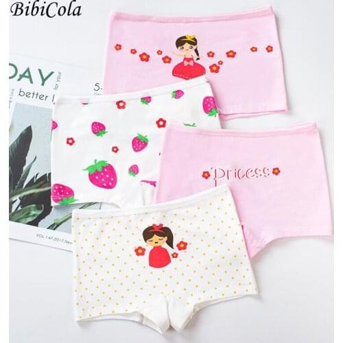 4 Pieces/lot Design Childrens Girls Panties Cotton Soft Pretty Cartoon princess Child Underwear for Girls Kids Boxer Breathable