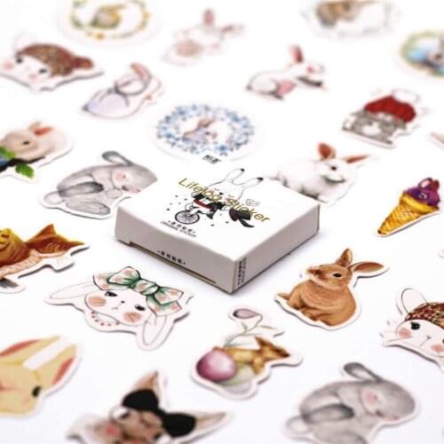 40 PCS Lovely Ice Cream Rabbit Sticker Animal Decals Stickers Gifts for Children to Laptop Suitcase Guitar Fridge Bicycle Car