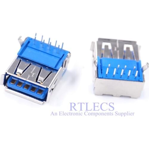 5 PCS USB 3.0 TYPE A Receptacle female connector 9 Pins Right Angle Through Holes PCB Cross 692121030100
