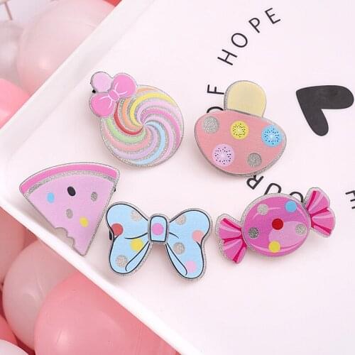 5Pc /Sat New Parent-child cute cartoon colorful style childlike hairpin clip sweet fruit series BB clip girl Hair Clips Headwear