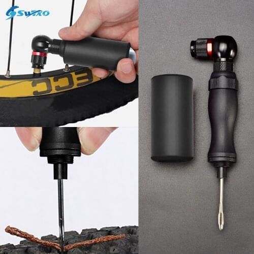SWTXO 2 in 1 Mini CO2 Bike Pump Adapter Bicycle Puncture Repair Tool Kit Schrader Presta Valve Adapter Multifunctional Tool
