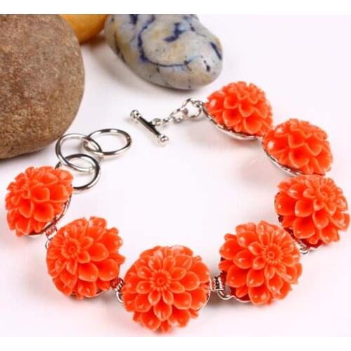 Artificial Coral Flowers Bracelet Red Blue Flowers Are In Full Bloom Jewelry For Women
