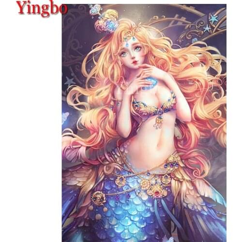 DIY Diamond Painting Cartoon Mermaid Princess diamond Embroidery 5d mosaic Diamond art needlework cross stitch living room decor
