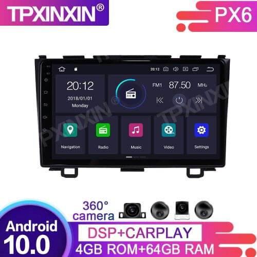 64G Android 10.0 For Honda CRV 2007-2011 Car Multimedia Player GPS Navigation Head Unit Auto Radio Audio Stereo Tape Recorder