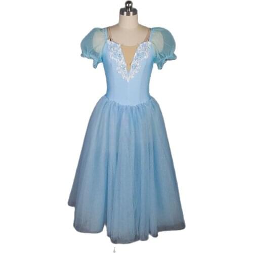 19024 Dance Favourite New Ballet Tutu Pale Blue Bodice with Puff Sleeve Ballet Costume Women Romantic Ballet Tutu
