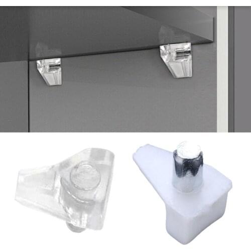 White Clear Shelf Studs 5mm Steel+plastic Cupboard Seperator Cabinet Wooden Holder Transparent Laminate Support for Furniture