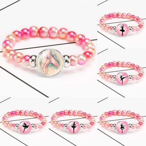 10PC Dancer Charm Beaded Bracelet 18mm Dance Ballet shoes bracelets Snap Holder Buttons Charms Jewelry Girls Women Boy Unisex