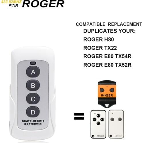 Roger Garage Door Remote Control 433mhz Clone Long Distance Roger H80 TX22 Remote Duplicator fixed on the wall