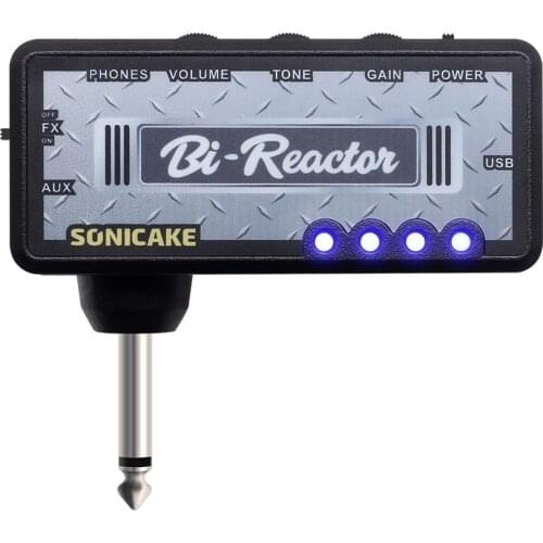 SONICAKE Bi-Reactor Plug-In USB Chargable Portable Pocket Guitar Headphone Amp High Gain Tone Delay Effects QAP-5