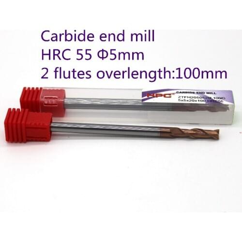 Router bit 5*5*100 with 2 flutes flat end mill HRC55 carbide end mill CNC milling machine tool parts mills cutter