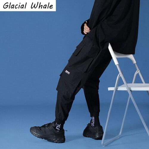 GlacialWhale Cargo Pants Men Fashion 2021 Joggers Male Hip Hop Harajuku Japanese Streetwear Trousers Jogging Black Pants For Men