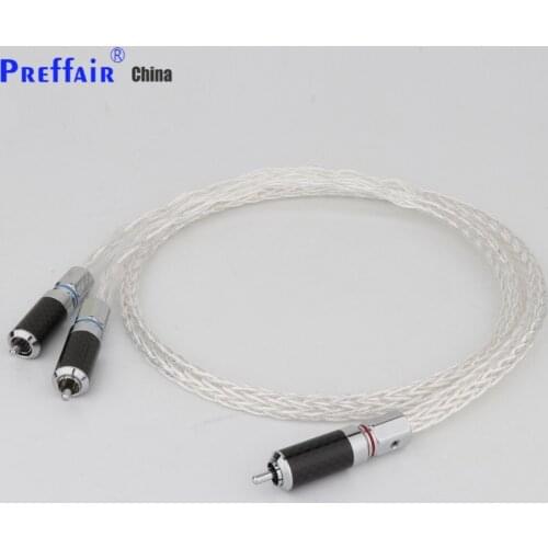 Hi-end Preffair OCC 8A700 Silver plated Audio cable RCA to 2RCA Interconnect RCA cable splitter to 2RCAs 1piece