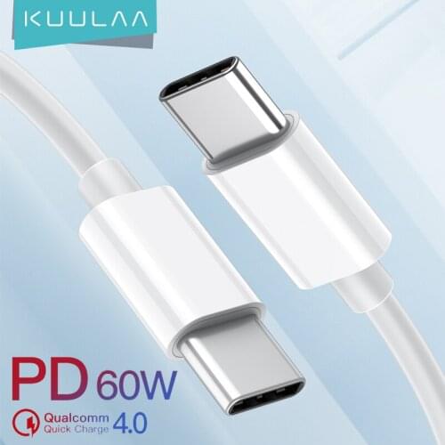 KUULAA 60W USB C to USB Type C Cable for MacBook Pro Quick Charger 4.0 Fast Charging for Xiaomi 11 Redmi Note 9 Pro Data Cable