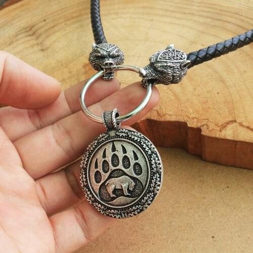 Lanseis 1pcs Viking bear paw pendant slavic bear talisman chrm pagan men necklace Nordic pendant.Celti talisman