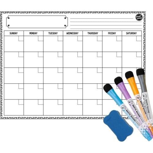 Refrigerator Magnets Weekly Monthly Planner Calendar Whiteboard Erasable Markers Magnetic Message Drawing Board Diary Stickers