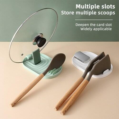 Multifunctional Plastic Pot Cover Lid Spatula Spoon Utensil Holder Rack Shelf Tray Home Kitchen Organizer Accessories Nonslip