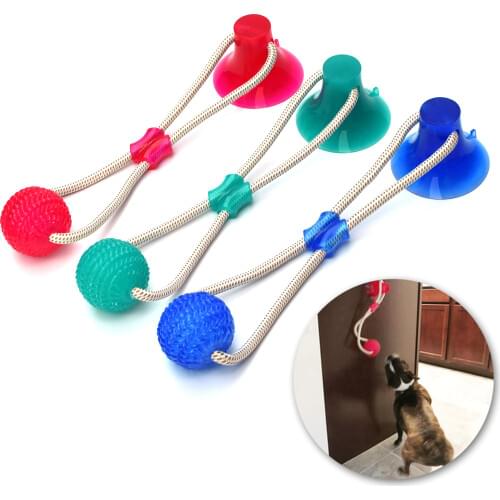 Multifunction Pet Molar Bite Dog Toys Rubber Chew Ball Cleaning Teeth Safe Elasticity TPR Soft Puppy Suction Cup Biting Dog Toy