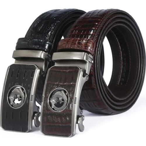 Mens Belt Leather Automatic Buckle Business Casual High-quality Crocodile Pattern Leather Belt With Automatic Buckle