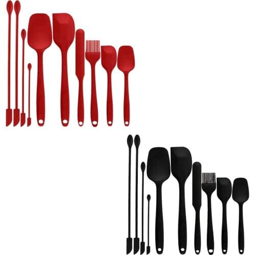 Silicone Spatula Set of 10 PCS Heat Resistant Kitchen Utensil Seamless Design for Cooking Baking and Mixing