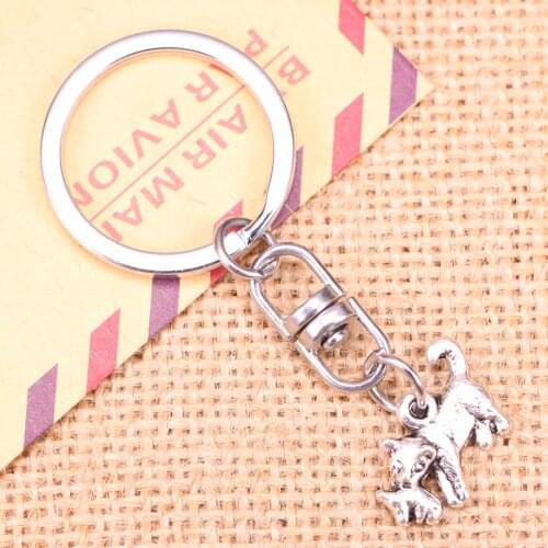 New Fashion Keychain 21x12mm cat catch mouse Pendants DIY Men Jewelry Car Key Chain Ring Holder Souvenir For Gift