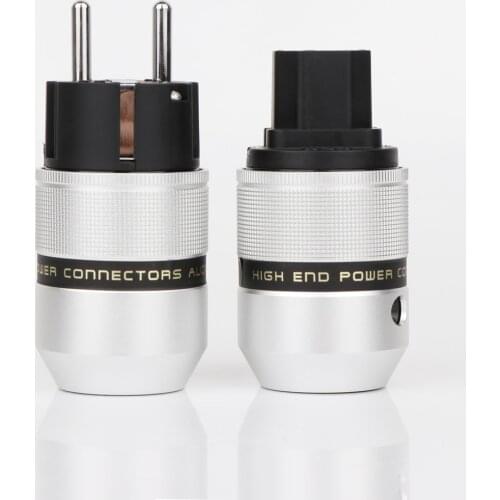 One Pair 100% Aluminium cover Rhodium Plated Eu ac power plug European Power connector
